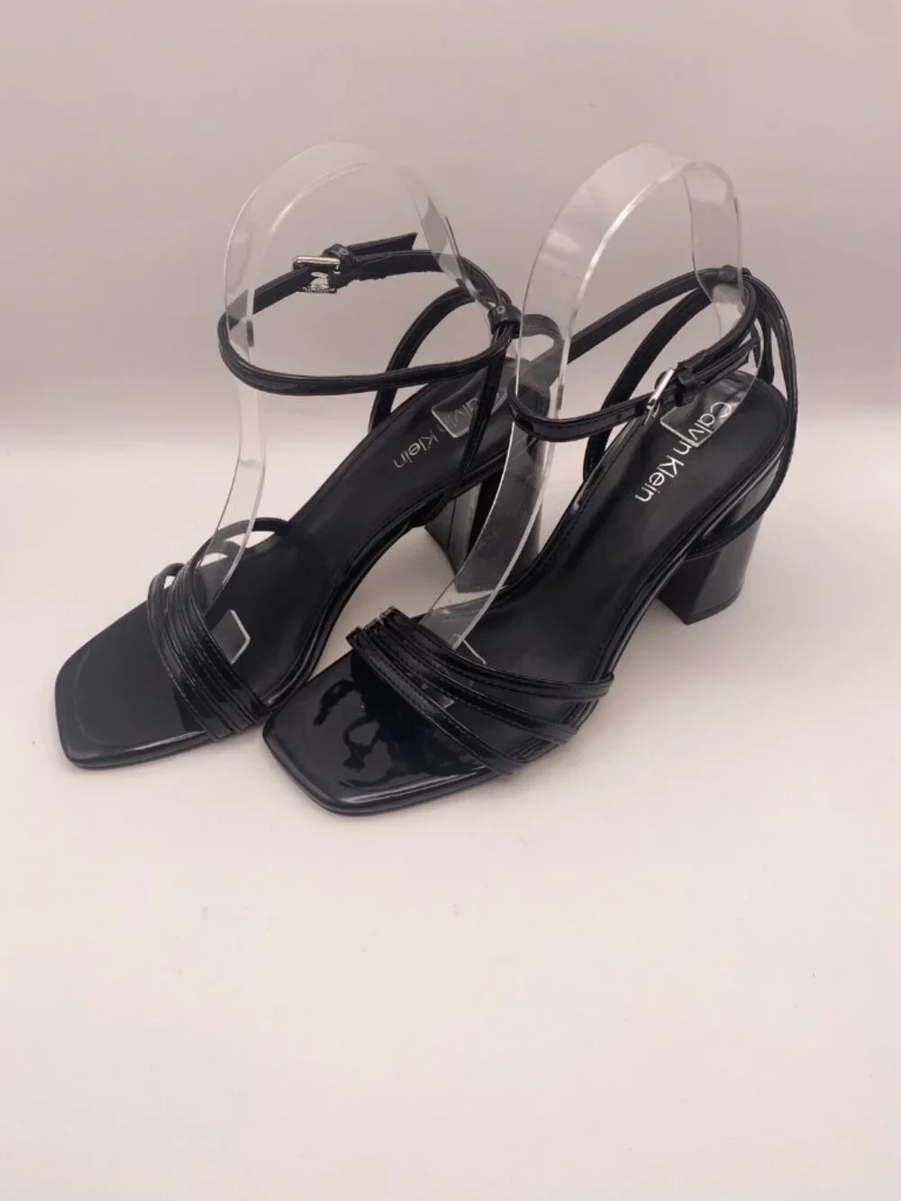 Calvin Klein Womens Quiva Black Strap Heel Sandal Sz 7